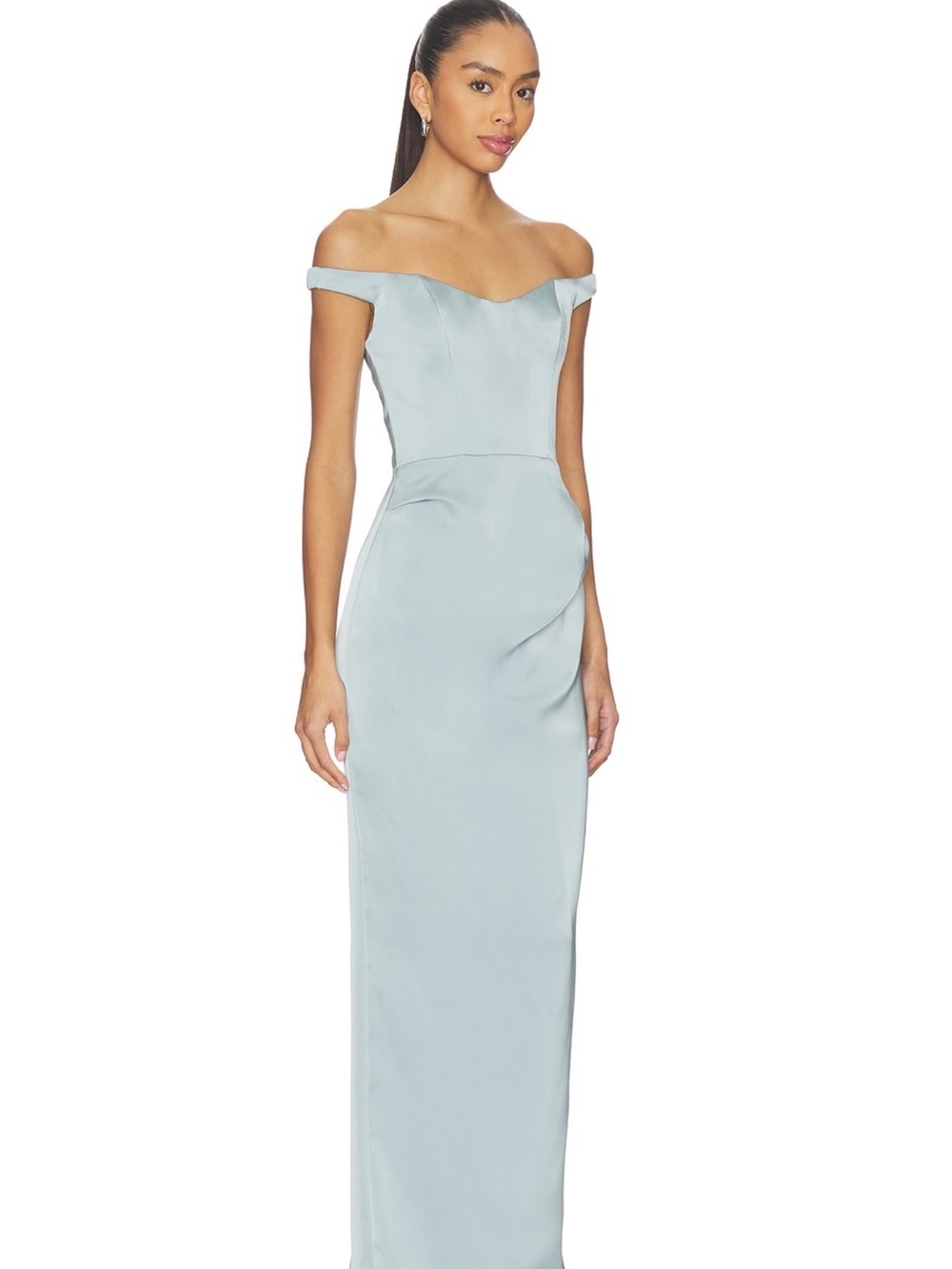 Katie May Dusty Blue Off-Shoulder Wedding Gown